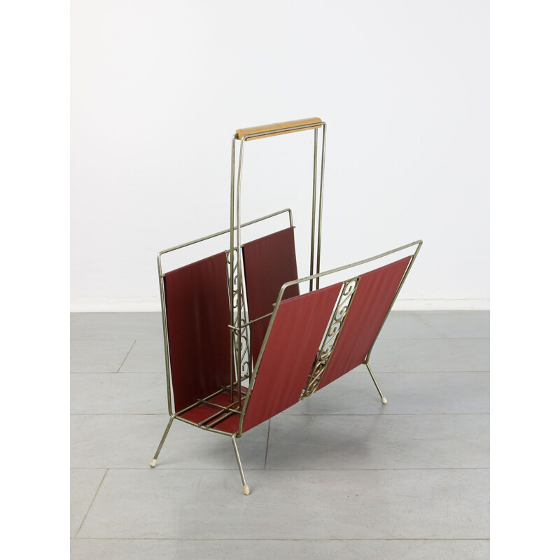 Mid-century Italian red magazine rack