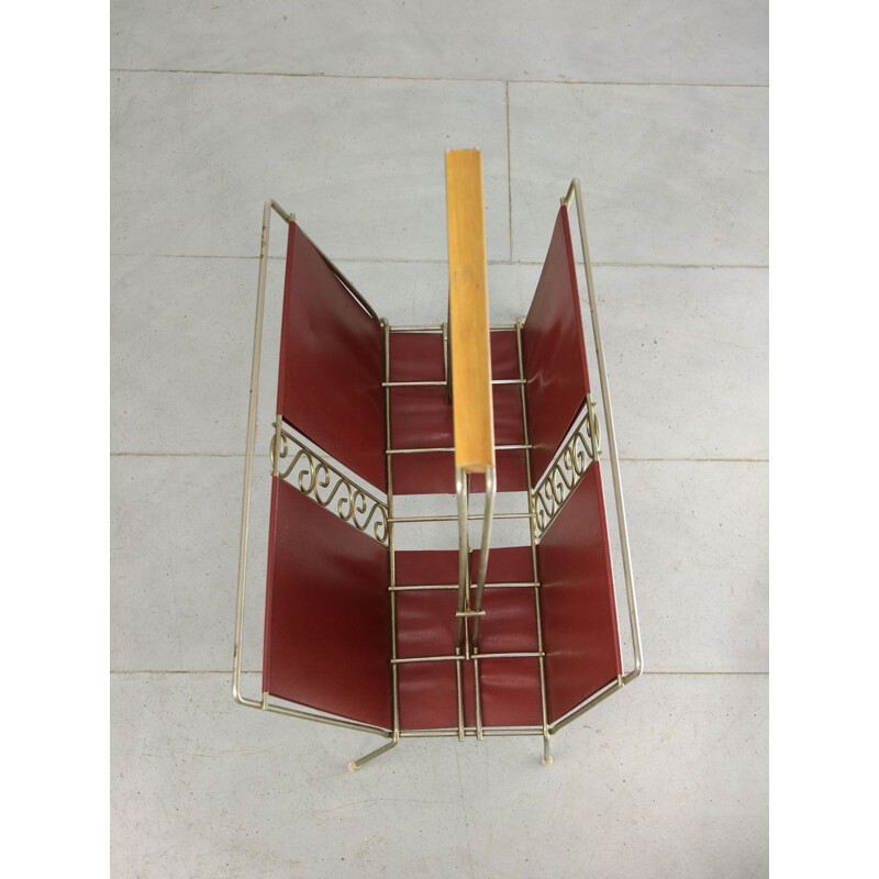 Mid-century Italian red magazine rack