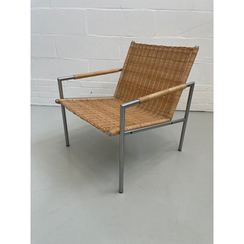 Vintage woven wicker armchair by Martin Visser for Spectrum