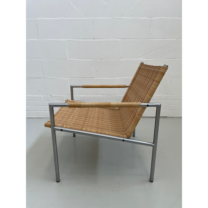 Vintage woven wicker armchair by Martin Visser for Spectrum