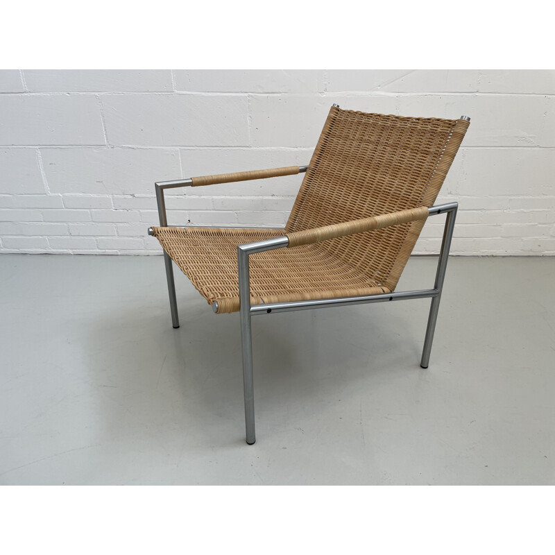 Vintage woven wicker armchair by Martin Visser for Spectrum