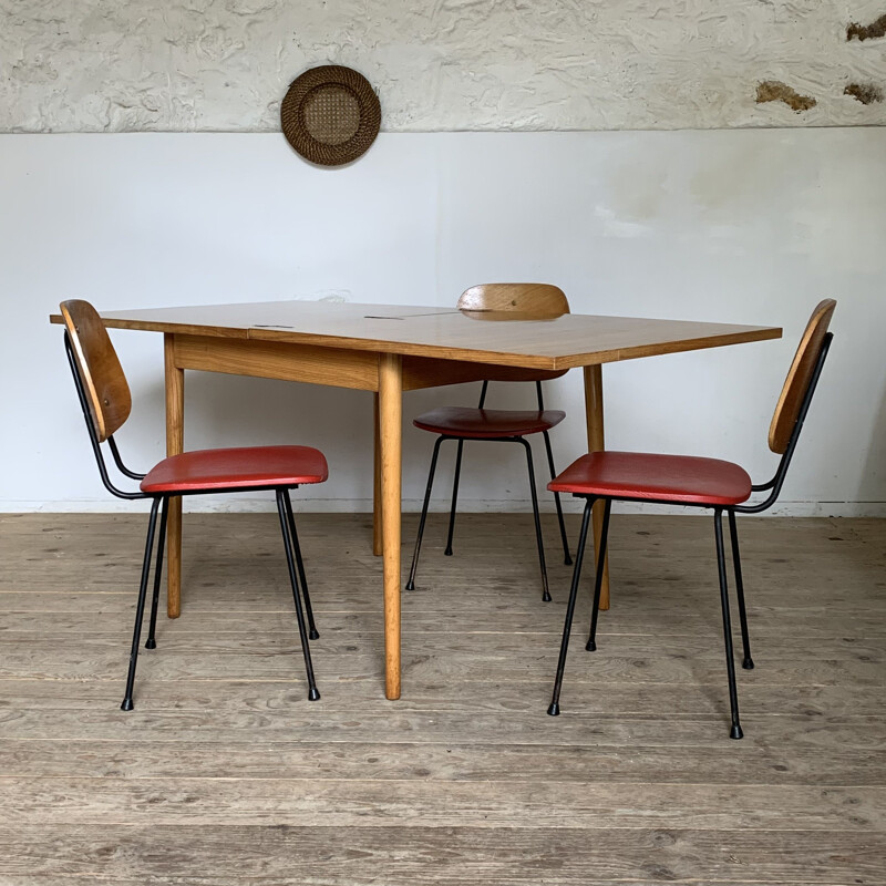 Table portefeuille vintage en orme pour Meuble TV