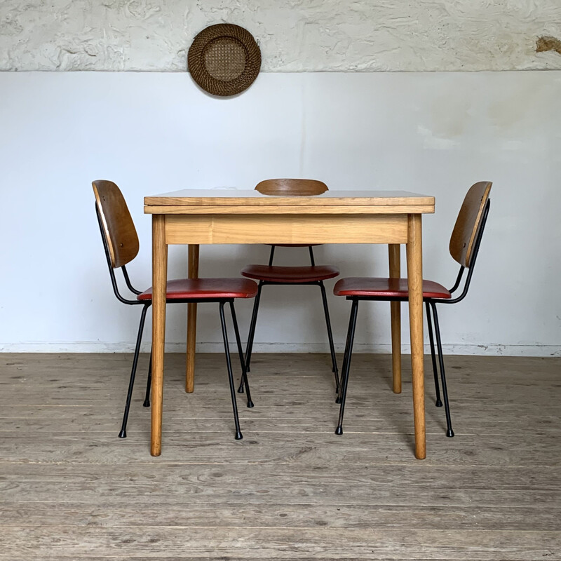 Table portefeuille vintage en orme pour Meuble TV