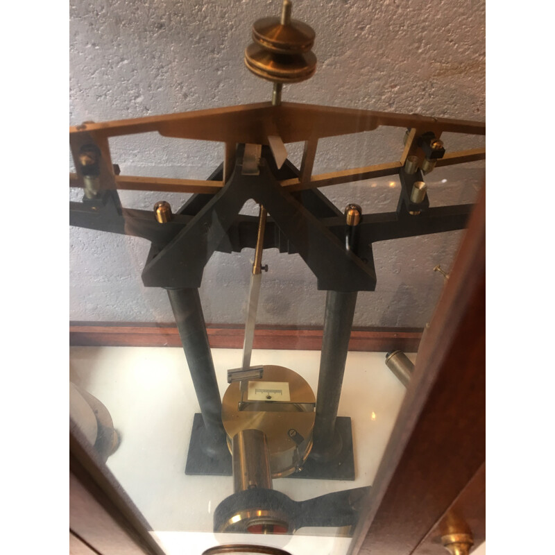 Vintage mahogany and brass laboratory balance, France 1930