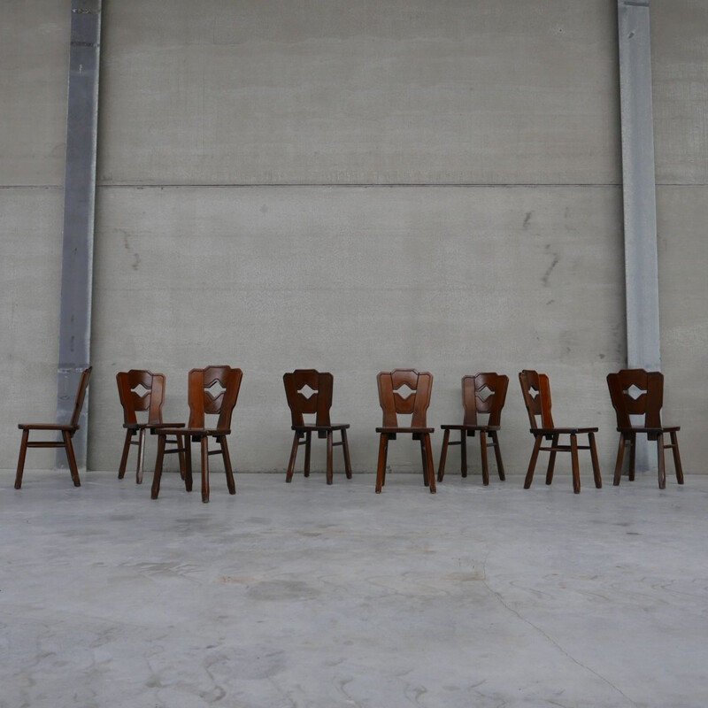 Ensemble de 8 chaises néerlandaises vintage en bois, 1960