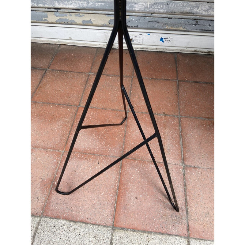 Vintage French coat rack in black lacquered metal, 1960