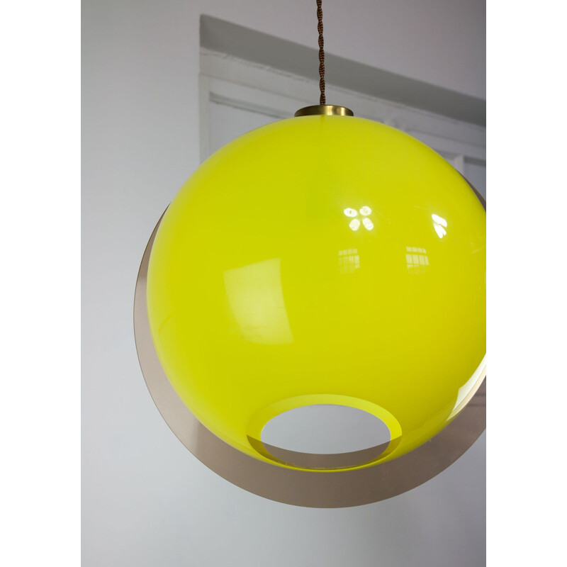 Italian vintage yellow pendant lamp, 1970s