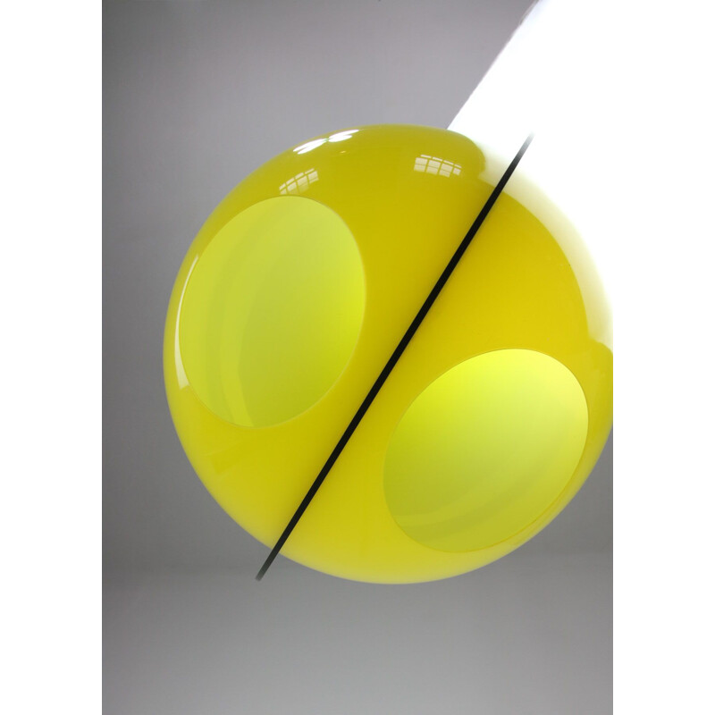 Italian vintage yellow pendant lamp, 1970s