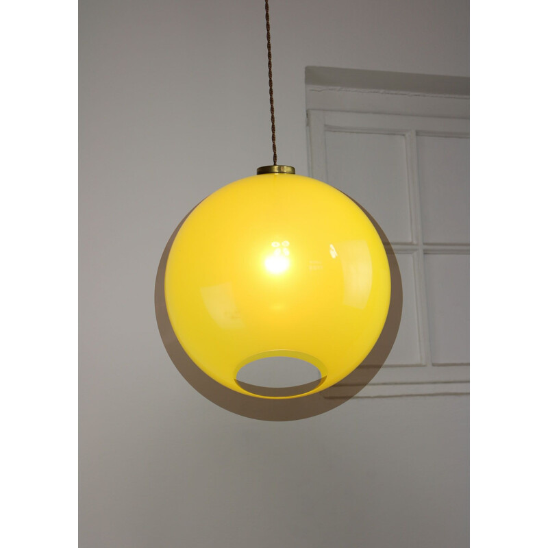 Italian vintage yellow pendant lamp, 1970s