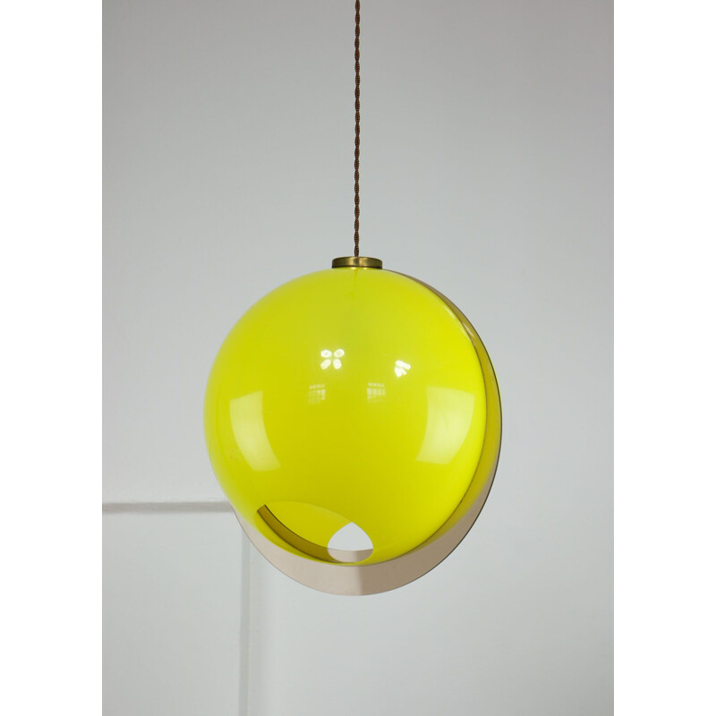 Italian vintage yellow pendant lamp, 1970s