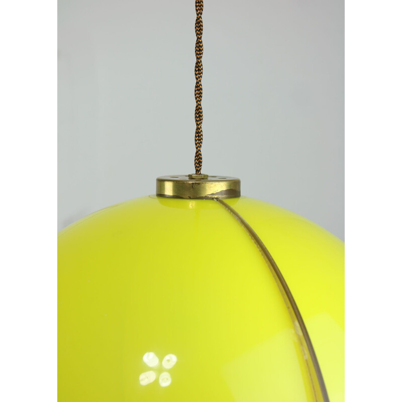 Italian vintage yellow pendant lamp, 1970s