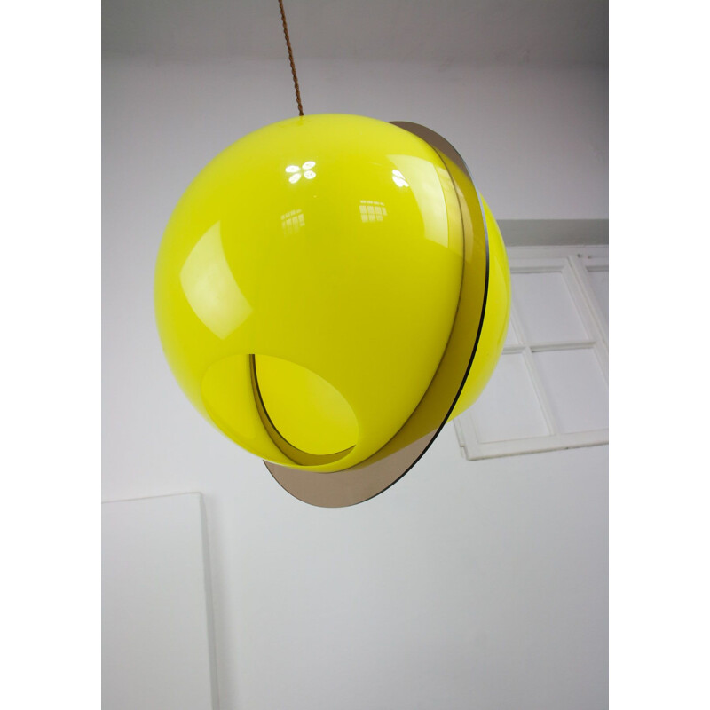 Italian vintage yellow pendant lamp, 1970s