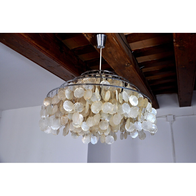 Vintage mother of pearl chandelier, France 1980