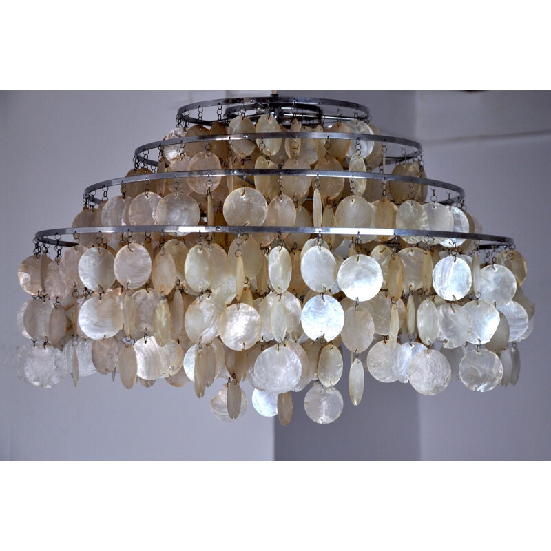 Vintage mother of pearl chandelier, France 1980