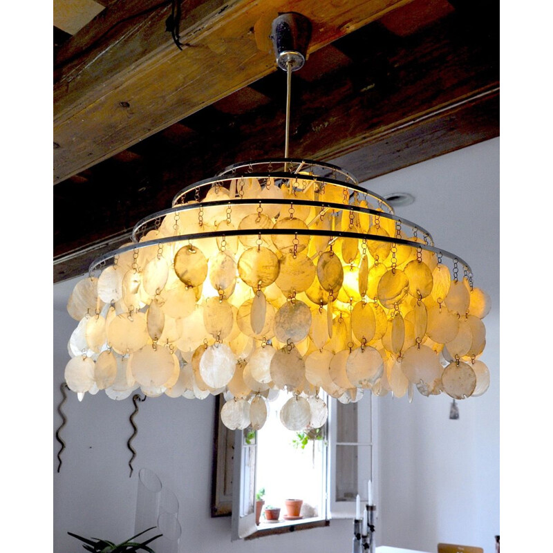 Lustre vintage en nacre,  France 1980