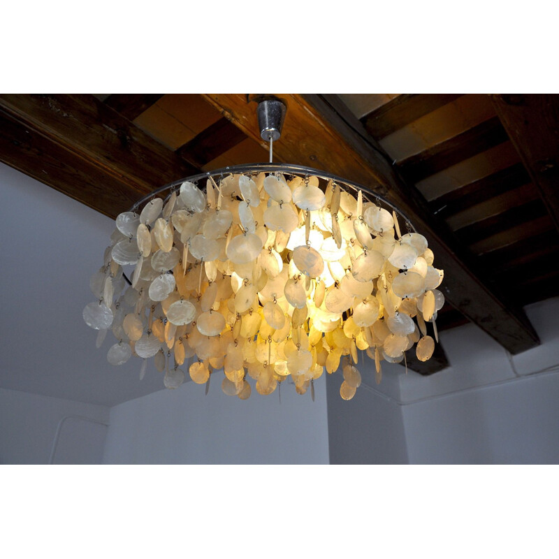 Vintage mother of pearl chandelier, France 1980