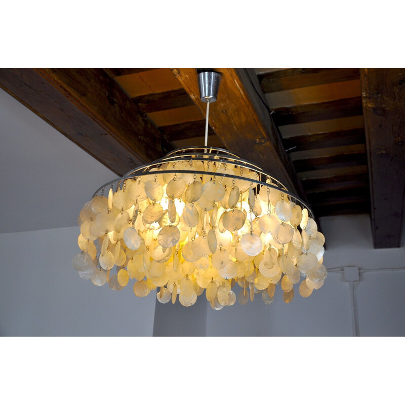 Vintage mother of pearl chandelier, France 1980