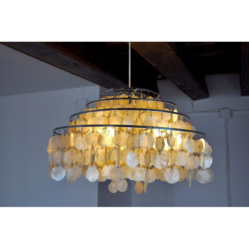 Vintage mother of pearl chandelier, France 1980