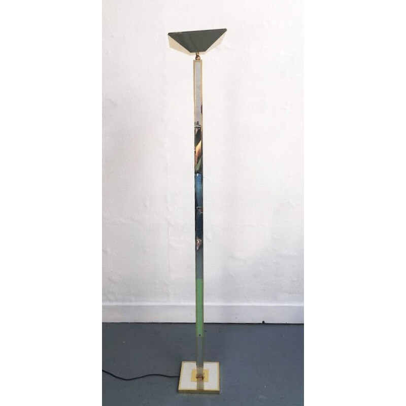 Mid century brass halogen floor lamp, 1980