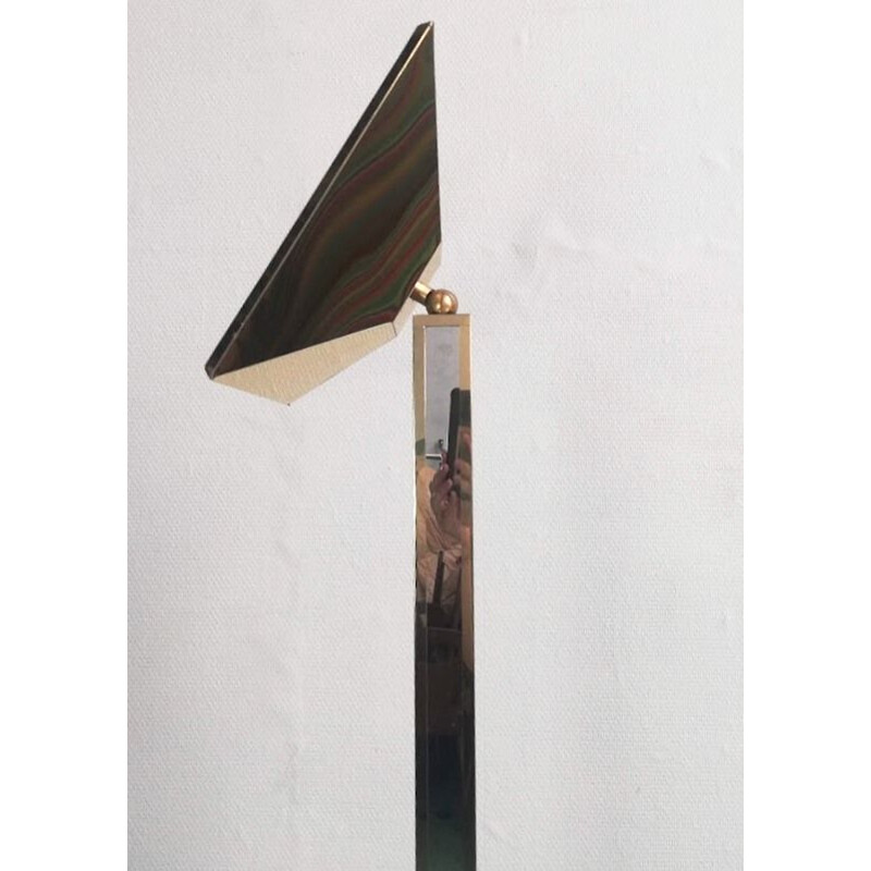 Mid century brass halogen floor lamp, 1980