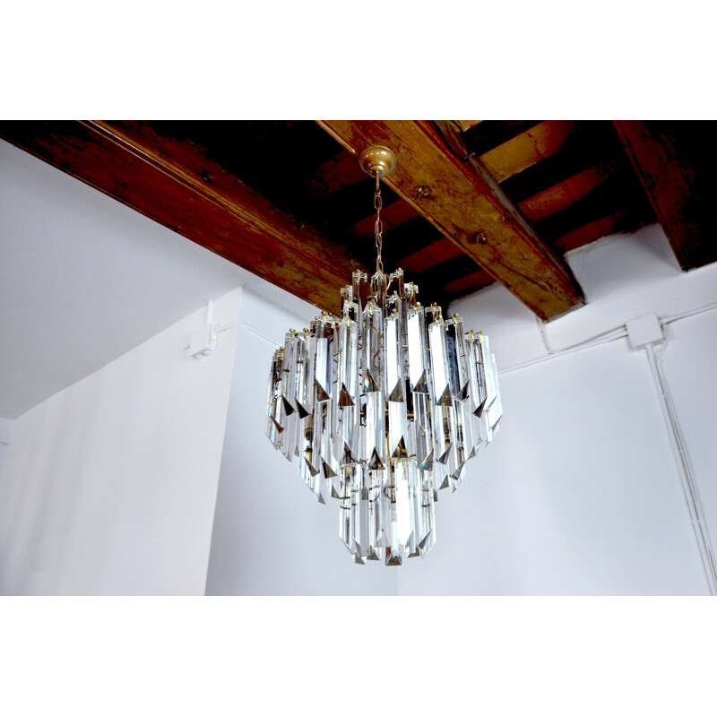 Vintage Venini 4-level chandelier for the Veronese House, Italy 1970