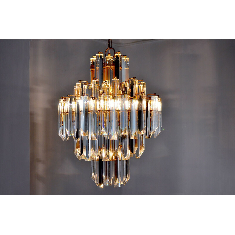 Vintage Venini 4-level chandelier for the Veronese House, Italy 1970