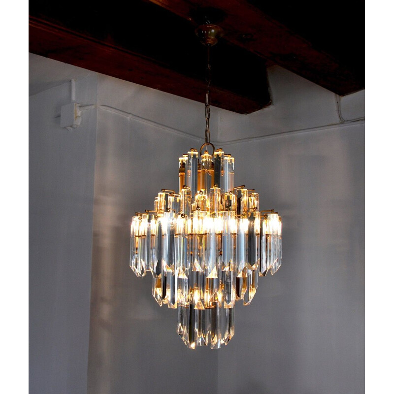 Vintage Venini 4-level chandelier for the Veronese House, Italy 1970