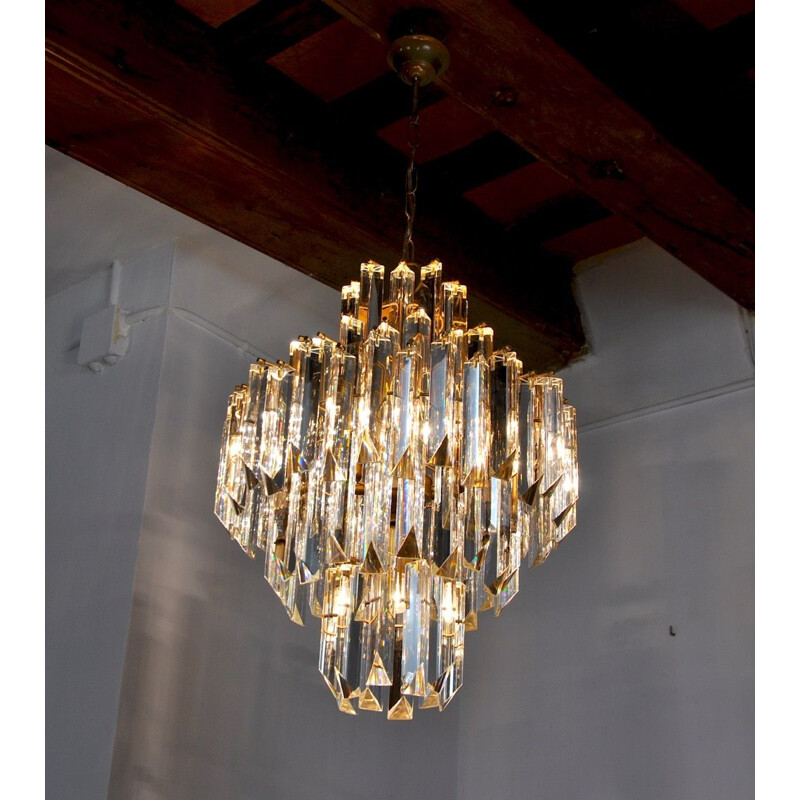 Vintage Venini 4-level chandelier for the Veronese House, Italy 1970