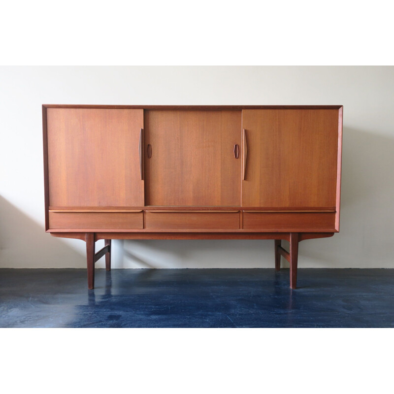 Mid-century Danish teak sideboard with sliding doors, 1960s