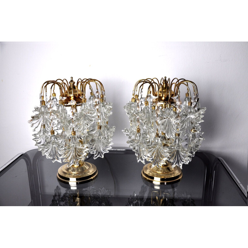 Pair of vintage kinkeldey crystal cut lamps, Germany 1970