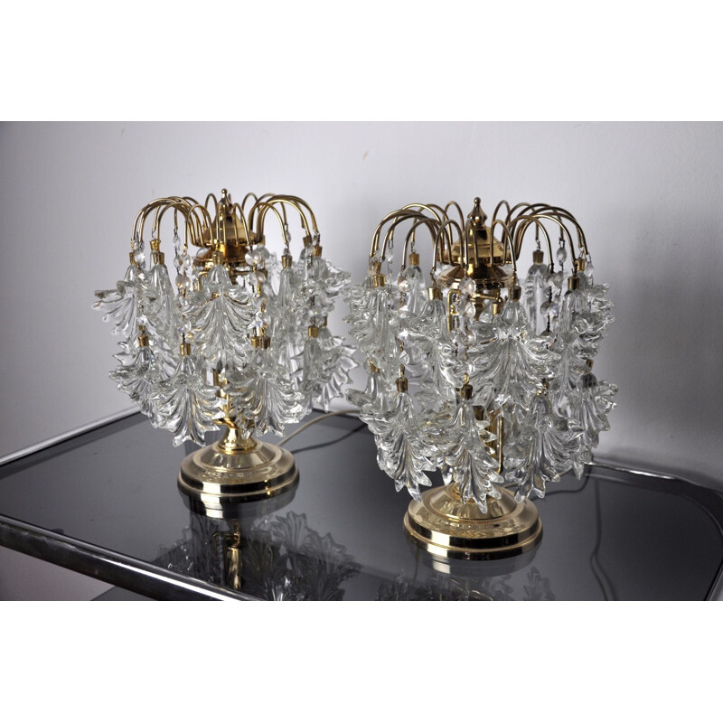 Ein Paar Vintage-Kinkeldey-Lampen aus geschliffenen Kristallen, Deutschland 1970