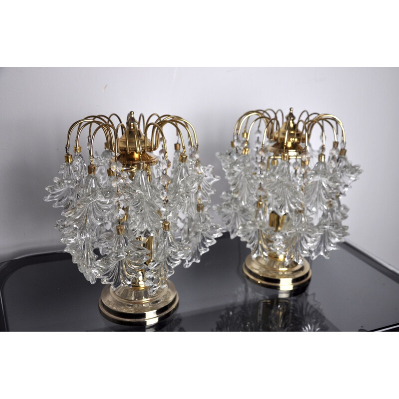 Pair of vintage kinkeldey crystal cut lamps, Germany 1970