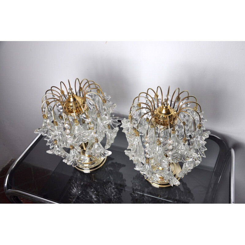 Pair of vintage kinkeldey crystal cut lamps, Germany 1970