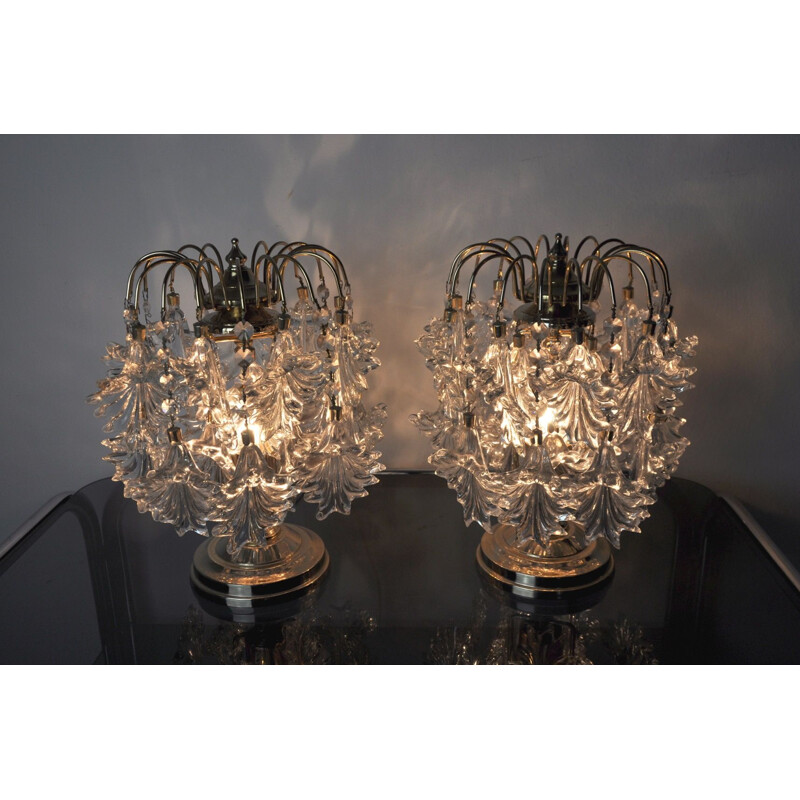 Pair of vintage kinkeldey crystal cut lamps, Germany 1970