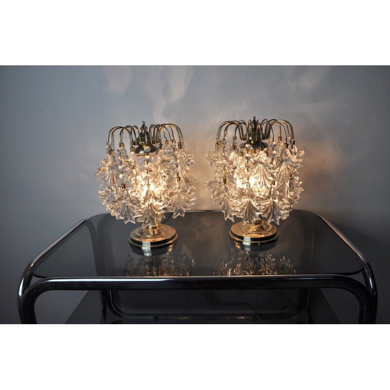 Pair of vintage kinkeldey crystal cut lamps, Germany 1970