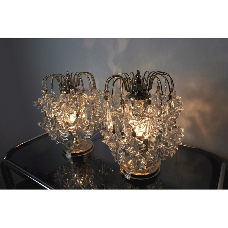 Pair of vintage kinkeldey crystal cut lamps, Germany 1970