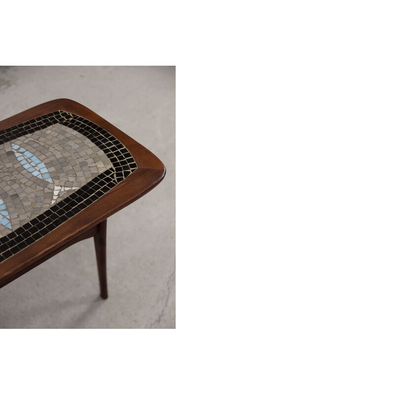 Vintage coffee table with colored mosaic by Edvard Johansson for EJ Möbelfabrik, Sweden 1960