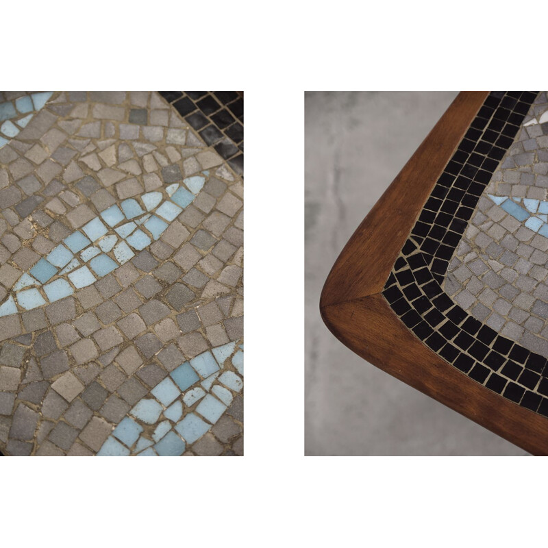 Vintage coffee table with colored mosaic by Edvard Johansson for EJ Möbelfabrik, Sweden 1960