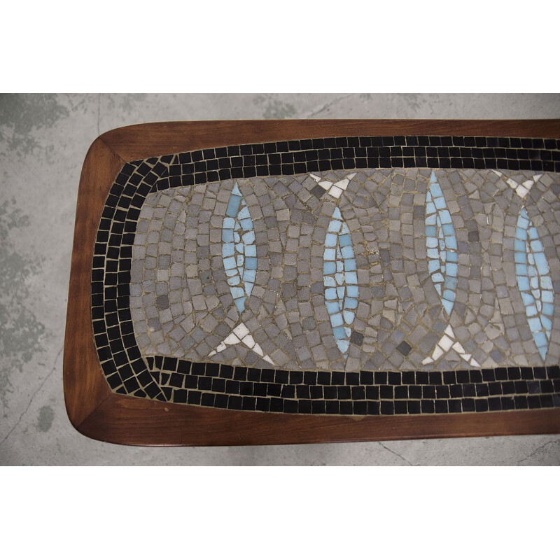 Vintage coffee table with colored mosaic by Edvard Johansson for EJ Möbelfabrik, Sweden 1960