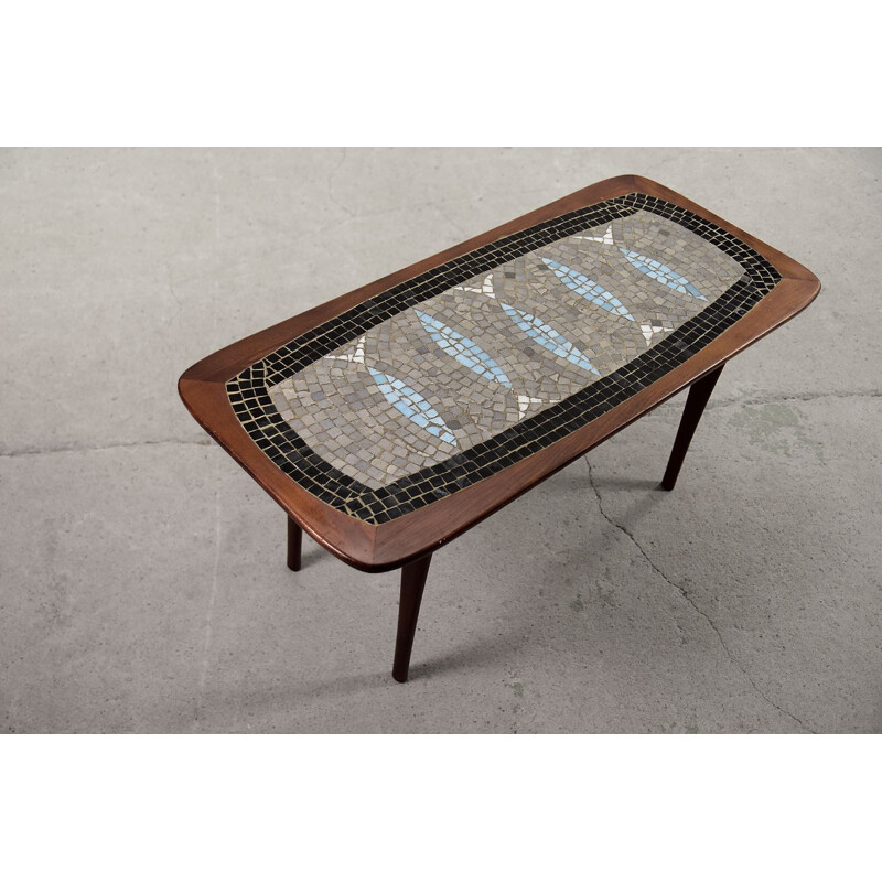 Vintage coffee table with colored mosaic by Edvard Johansson for EJ Möbelfabrik, Sweden 1960