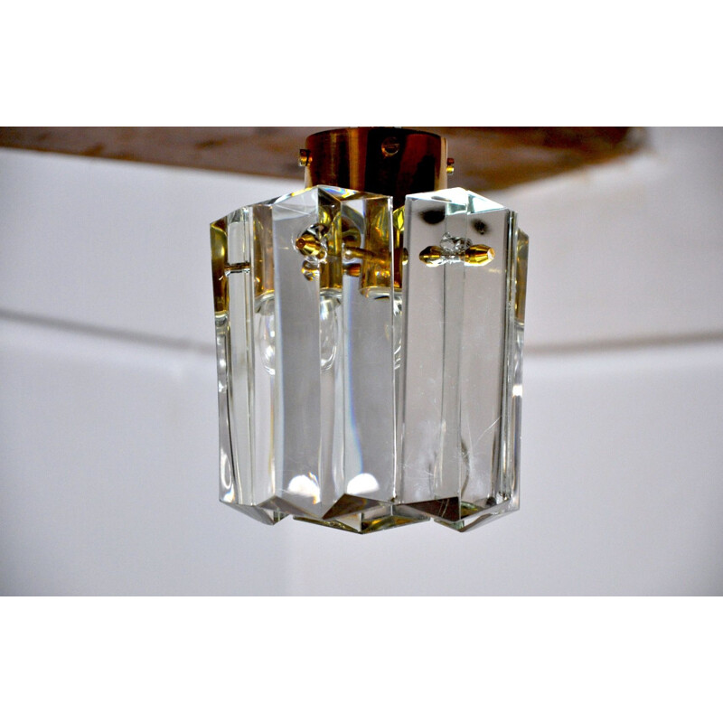 Vintage kinkeldey ceiling light with cut crystals, Germany 1970