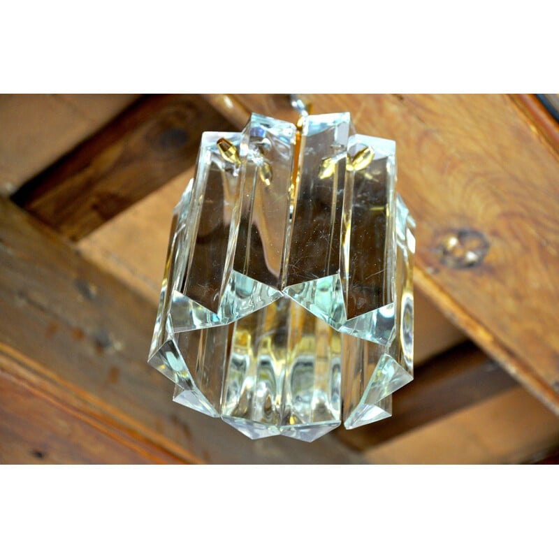 Vintage kinkeldey ceiling light with cut crystals, Germany 1970