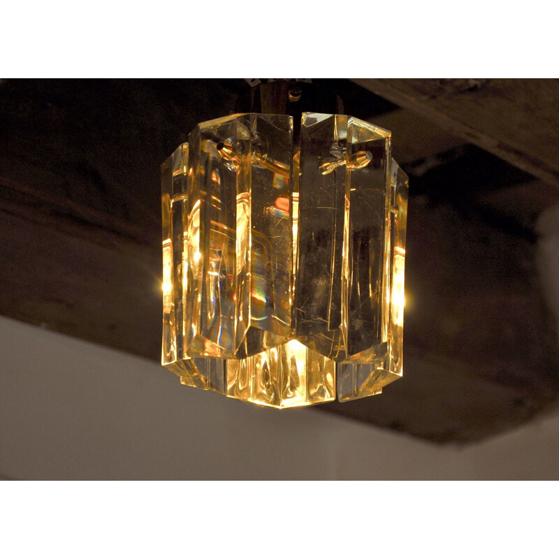 Vintage kinkeldey ceiling light with cut crystals, Germany 1970