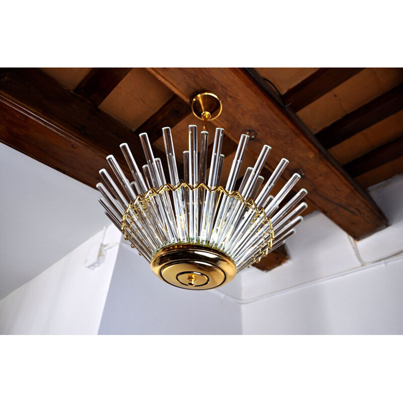 Vintage glass chandelier from the House of Sciolari, Italy 1970