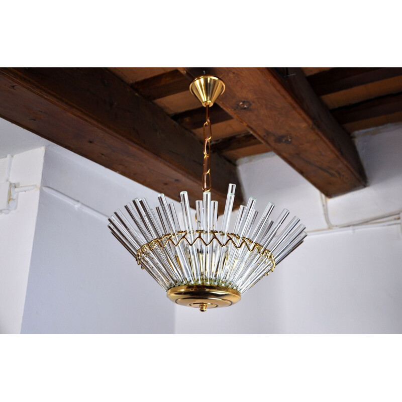 Vintage glass chandelier from the House of Sciolari, Italy 1970