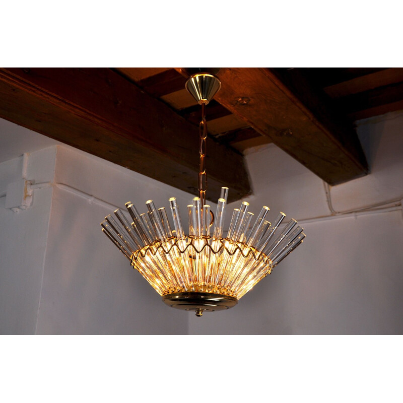 Vintage glass chandelier from the House of Sciolari, Italy 1970