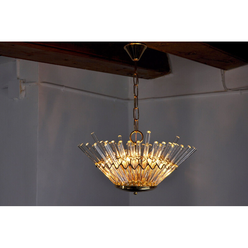 Vintage glass chandelier from the House of Sciolari, Italy 1970