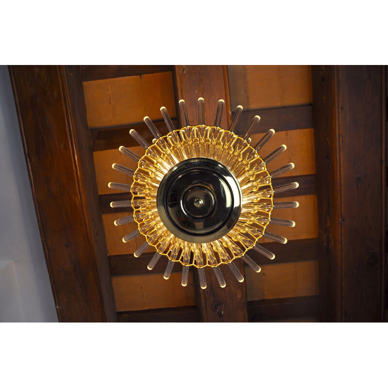 Vintage glass chandelier from the House of Sciolari, Italy 1970