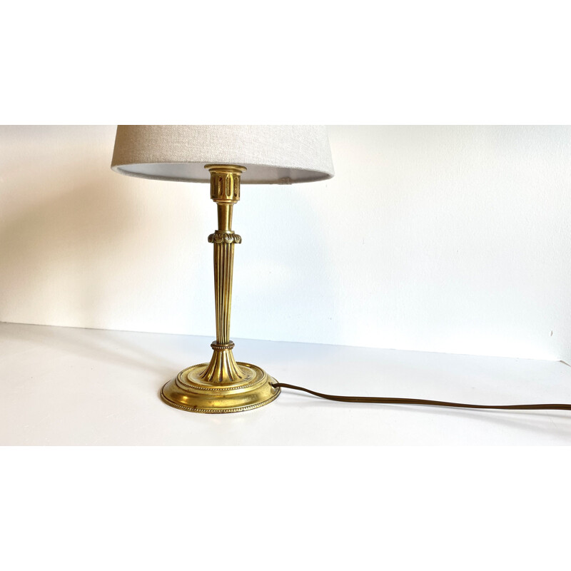 Vintage lamp in solid brass and fabric