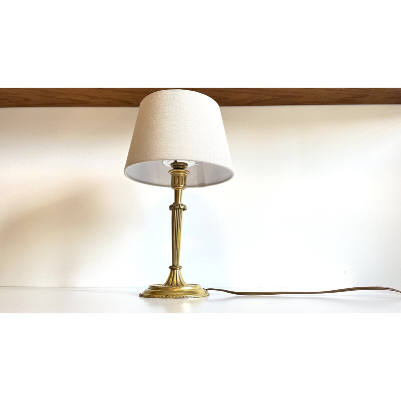 Vintage lamp in solid brass and fabric